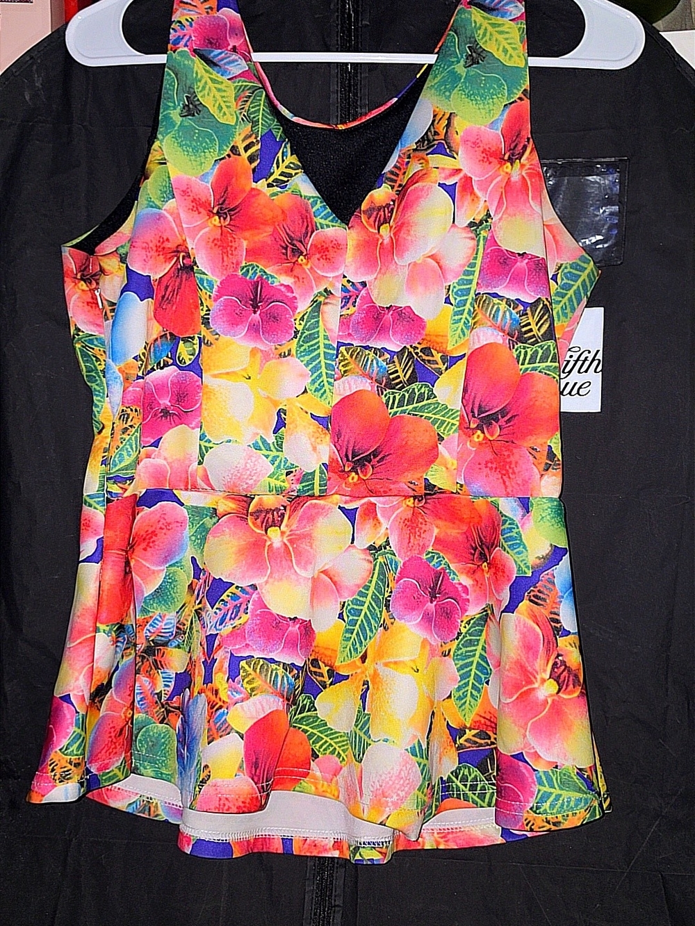 Dots Multicolor Floral V-Neck Peplum Tank Top